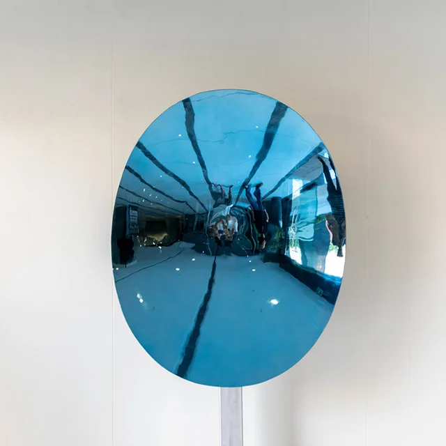 Blue stainless steel elliptical concave mirror wall Sculpture