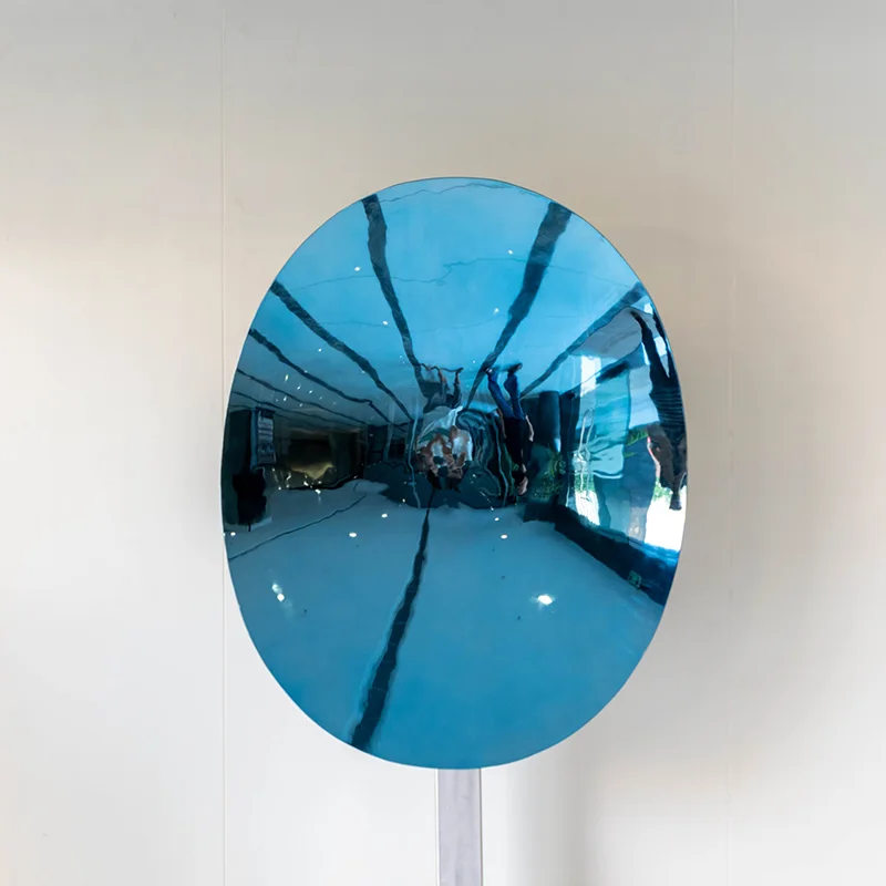 Blue stainless steel elliptical concave mirror wall Sculpture