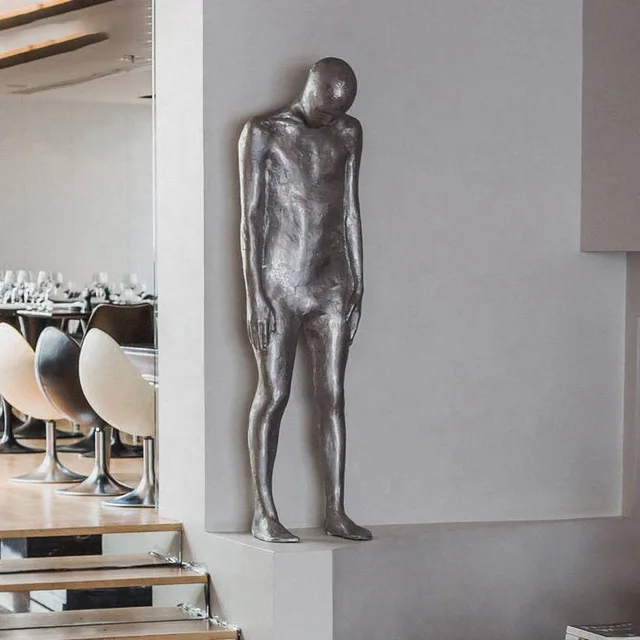 Borders Design Public Stainless Steel Nude Man Sculpture For Street seen from another angle