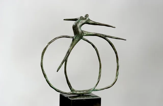 Metal Bronze Sitting Ballet Dancer Statues from the side