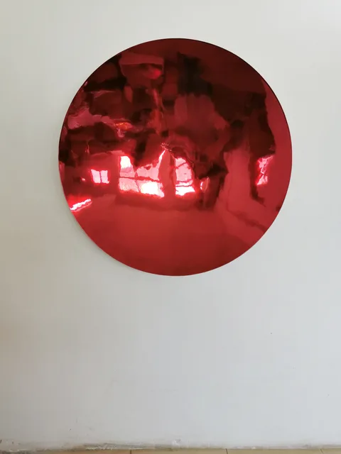 55″/48″/ 42″/36″ Red circular concave mirror Stainless Steel Wall Sculpture