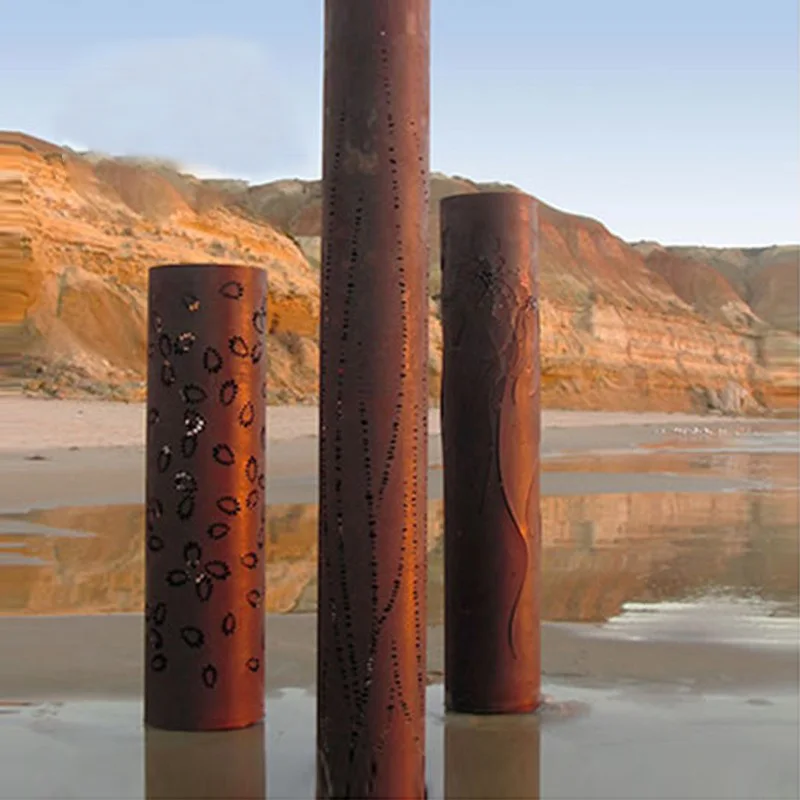 Contemporary Art Decorative Corten steel Column Futuristic Sculpture