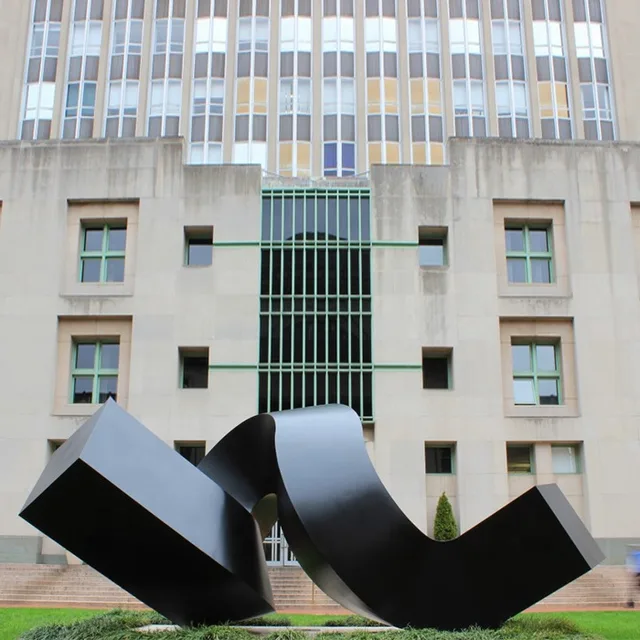 Large Stainless Steel Modern Abstract Garden Sculpture seen from another angle