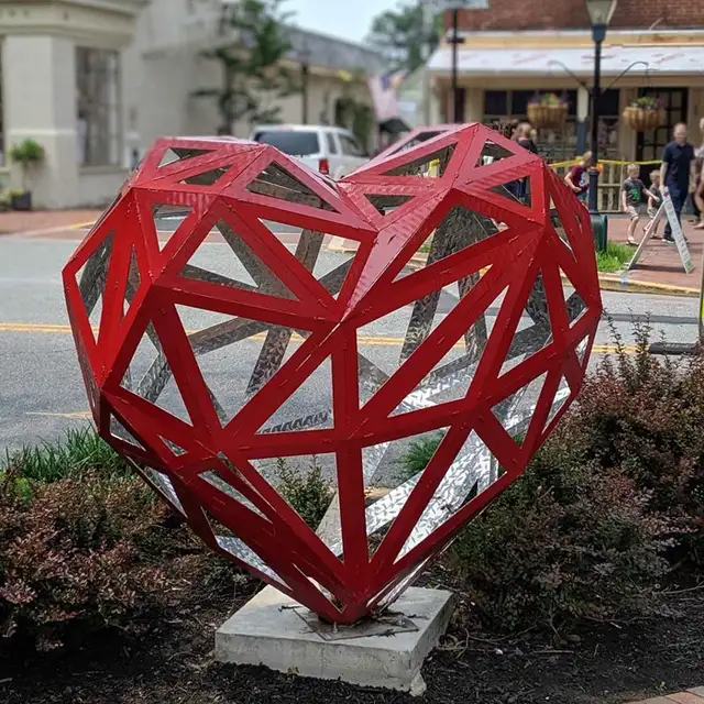 Outdoor Red Stainless Steel Rose Flowers Sculpture