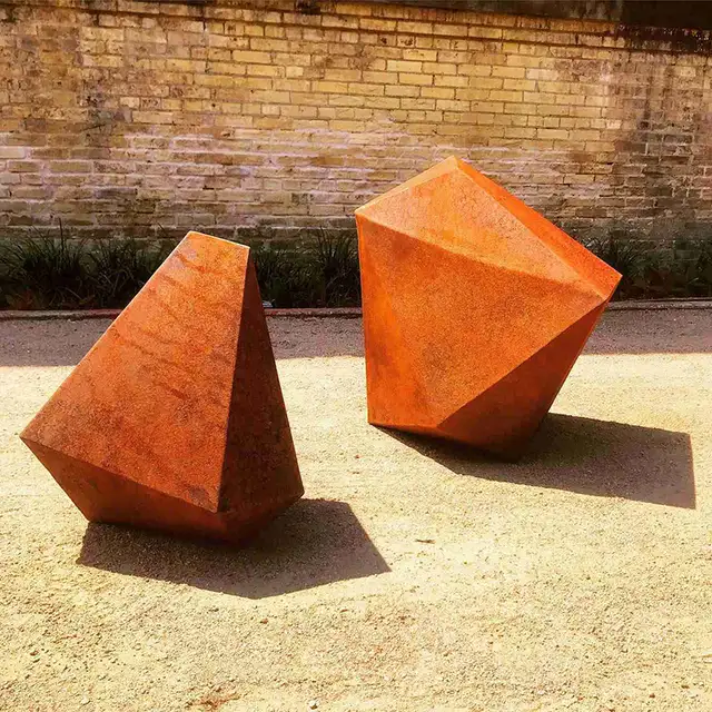 Outdoor Rusty Abstract Garden Metal Ornament Corten Steel Square Sculpture