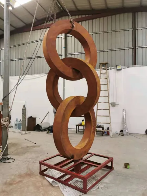 320cm Large outdoor corten steel ring sculpture