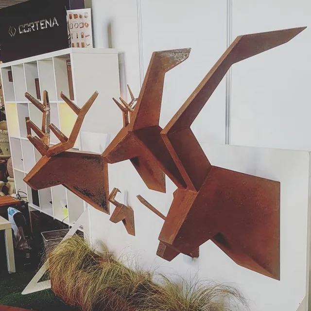 Corten Steel Art Metal Deer Head Wall Sculpture