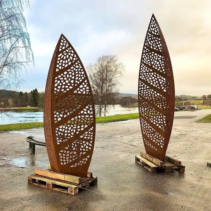 Outdoor Rusty Abstract Garden Metal sculpture Corten Steel leaves Sculpture