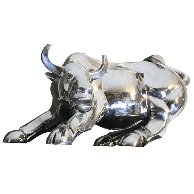 Life Size Stainless Steel Animal Metal Rhino Sculpture seen from another angle