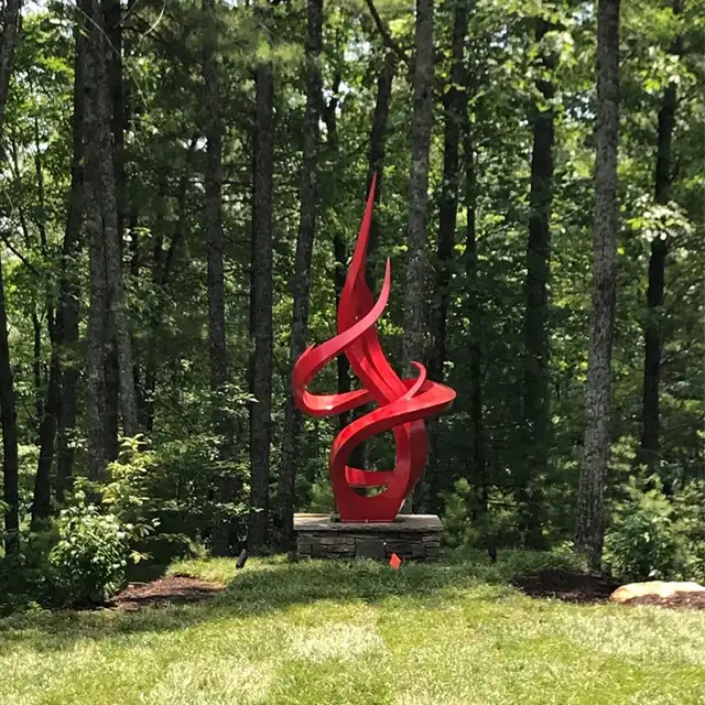 Red Color Modern Large Stainless Steel Outdoor Sculpture