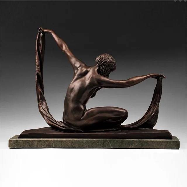Metal Bronze Sitting Ballet Dancer Statues seen from another angle