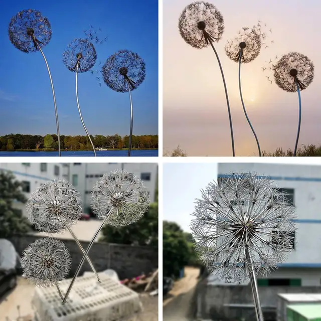 Large Outdoor Abstract Stainless Steel sphere Sculpture stainless steel art sculptures—Dandelion from the side