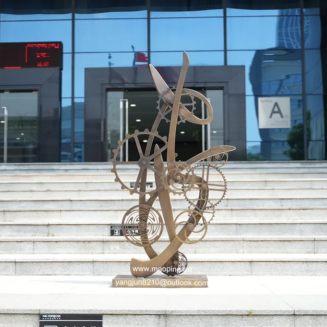 Decoration of indoor high-end hotel, airport theater museum art museum Stainless steel /Bronze gear sculpture