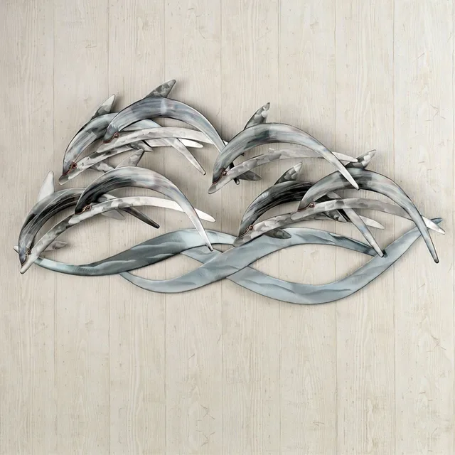 Dolphin Home Decor Stainless Steel Sculpture Metal Wall Art