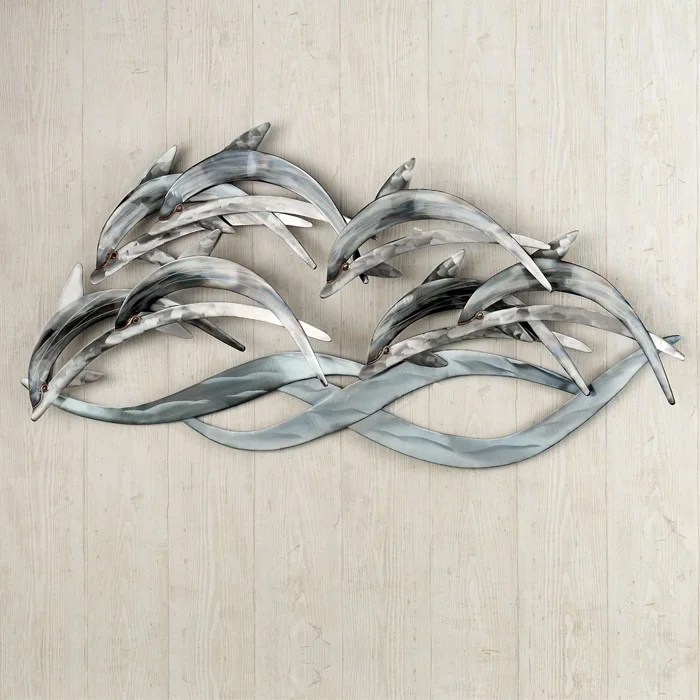 Dolphin Home Decor Stainless Steel Sculpture Metal Wall Art
