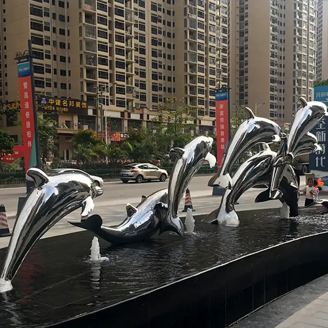 Large stainless steel sculpture—Dolphin