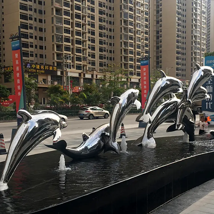 Large stainless steel sculpture—Dolphin