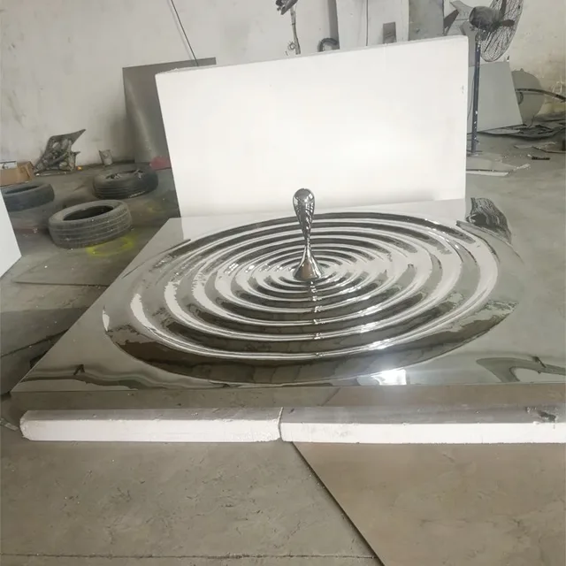 Metal Stainless steel water drop sculpture seen from another angle