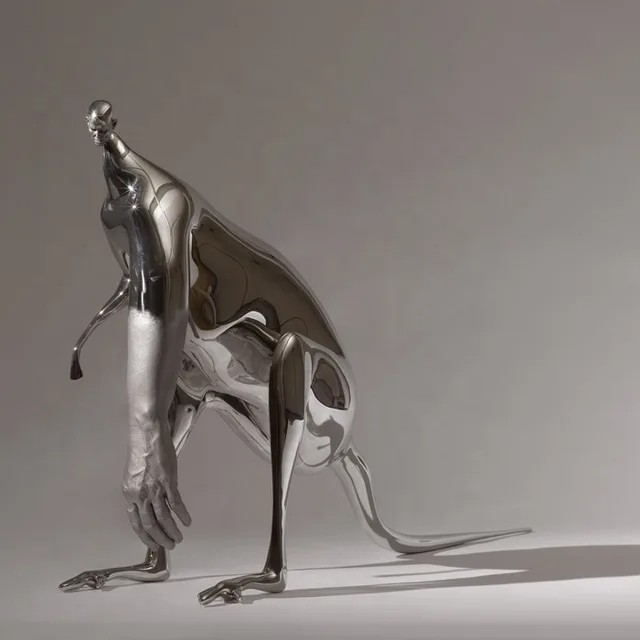 Famous Wallaby Animal Modern Art Stainless Steel Sculptures seen from another angle