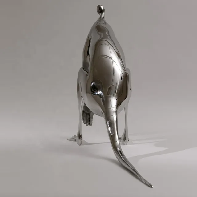 Famous Wallaby Animal Modern Art Stainless Steel Sculptures from the side