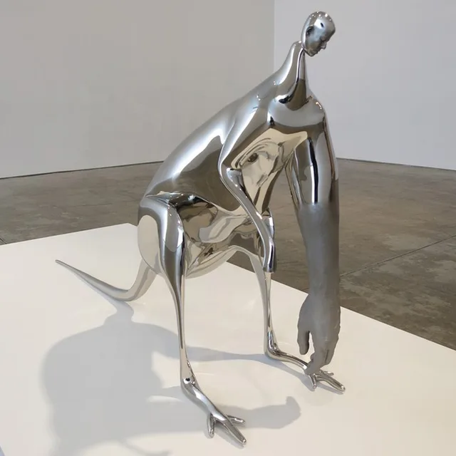 Famous Wallaby Animal Modern Art Stainless Steel Sculptures shown in its setting