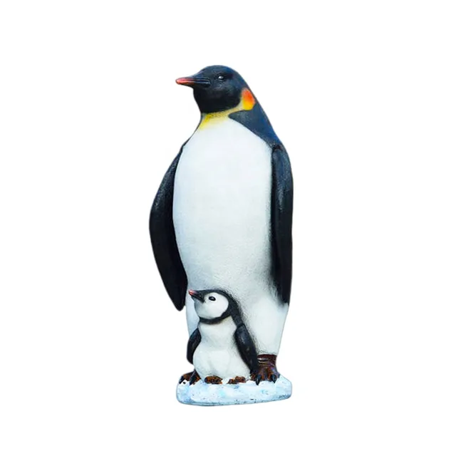 Large fiberglass penguins in public art in close view