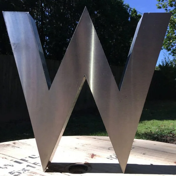 Custom company logo statue colored stainless steel letter sculpture