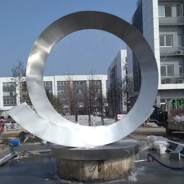 Modern Outdoor Stainless Steel Fountain Sculpture