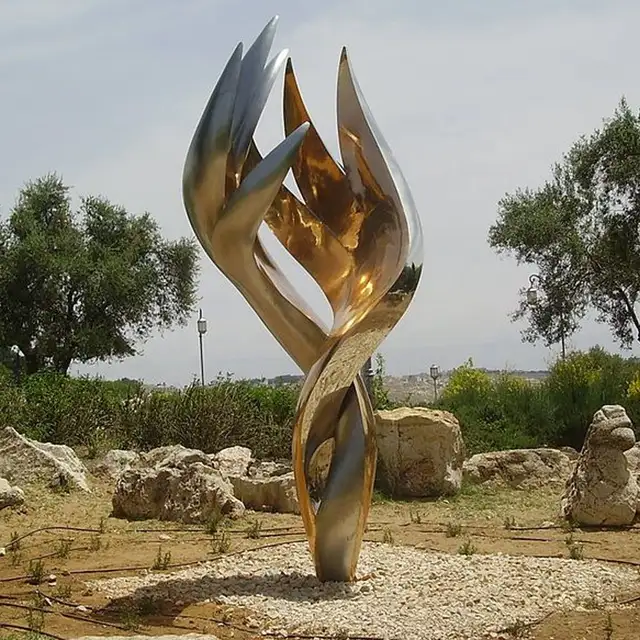 Gallery art large polished stainless steel sculpture for outdoor decoration / metal garden statue