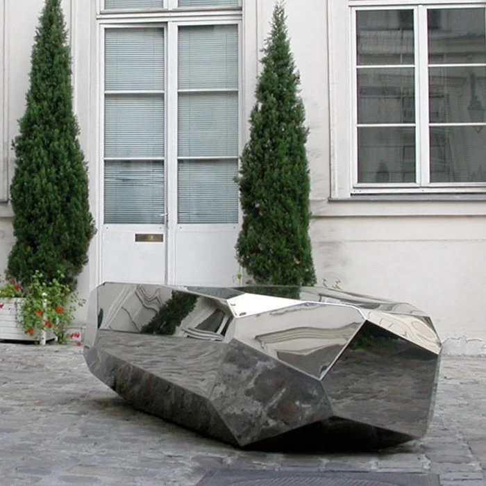 Garden Decoration Sculptural Public Stainless Steel Bench Seating Sculpture