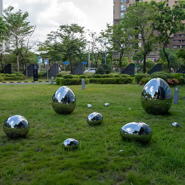 Garden grass interior decoration stainless steel sculpture stainless steel egg ball