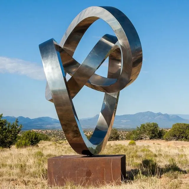 Garden Modern Stainless Steel Art Metal Sculpture seen from another angle