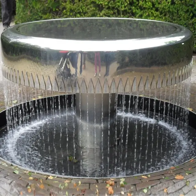 Large Outdoor Stainless Steel Cube Sculpture Fountain
