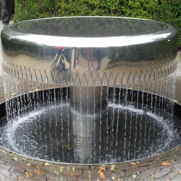 Large Outdoor Stainless Steel Cube Sculpture Fountain