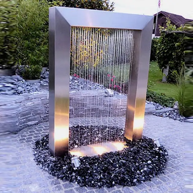 Modern Garden Ball Stainless Steel Sculpture Water Fountain seen from another angle