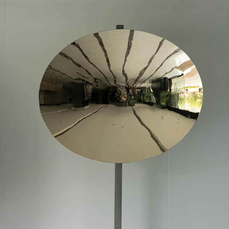 Golden stainless steel elliptical concave mirror wall Sculpture