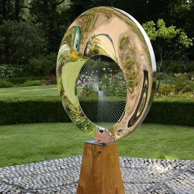 High Mirror Polished Stainless Steel Metal Garden Outdoor Sculpture Modern seen from another angle