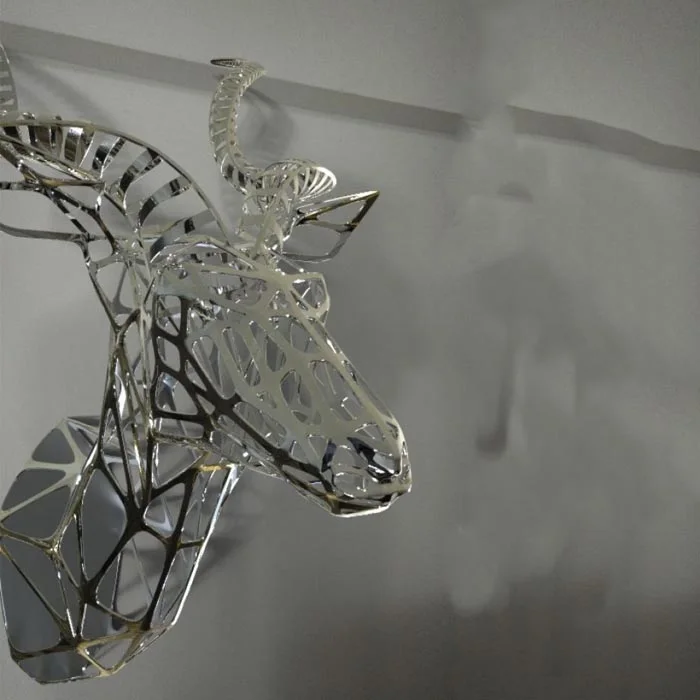 Home Decor Stainless Steel Deer Animal Wall Art Sculpture