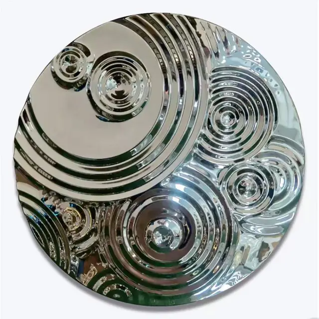 Metal wall pictures decorations stainless steel Round Water ripple wall Sculpture