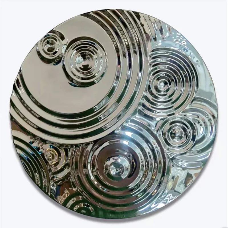 Metal wall pictures decorations stainless steel Round Water ripple wall Sculpture