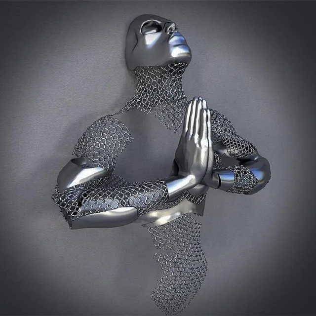 Home Decoration Metal Wall Man Stainless Steel Wall Man Sculpture