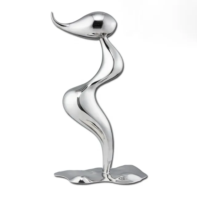 Modern Outdoor Abstract Stainless Steel Seahorse Garden Sculpture from the side