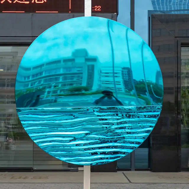 Home decorations blue stainless steel wall sculpture