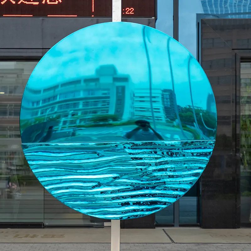 Home decorations blue stainless steel wall sculpture