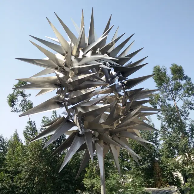 Large Modern Outdoor Stainless Steel Garden Landscape Sculpture seen from another angle