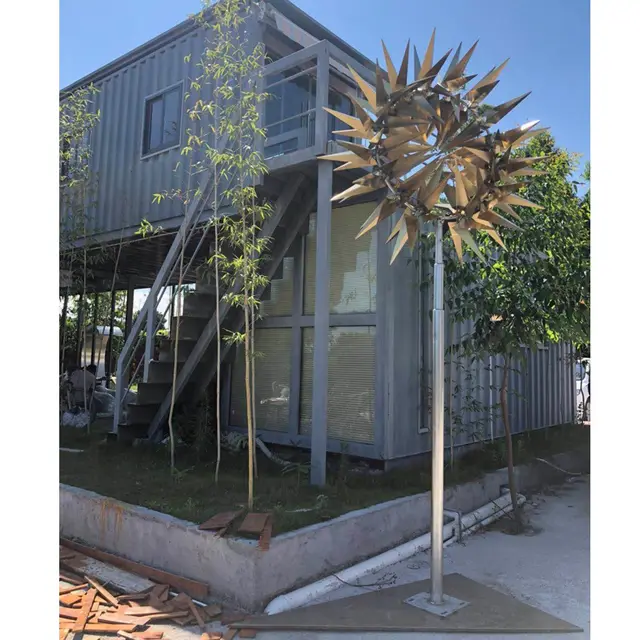 Outdoor Stainless Steel Kinetic Wind Sculpture seen from another angle