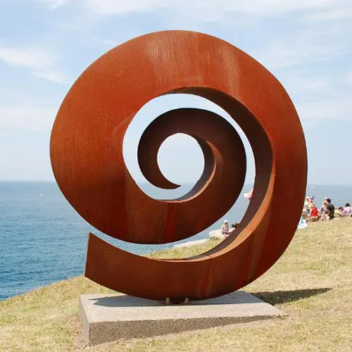 170cm Large outdoor corten steel Cube sculpture shown in its setting