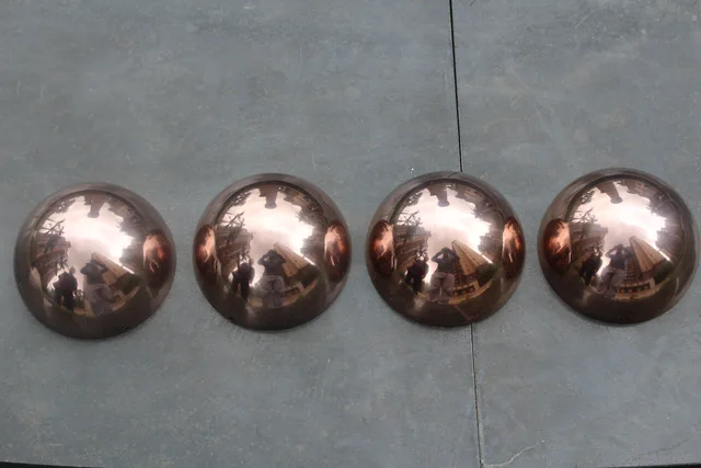 Rose gold Stainless steel colorful sphere Shiny Addition to Any Garden or Home from the side