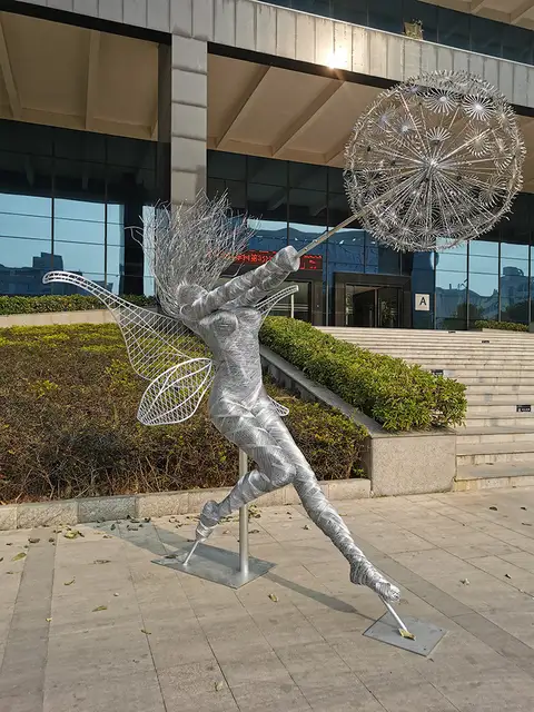 Incredibly Dynamic Steel Wire Fairy Sculptures, Steel Fairy Sculpture