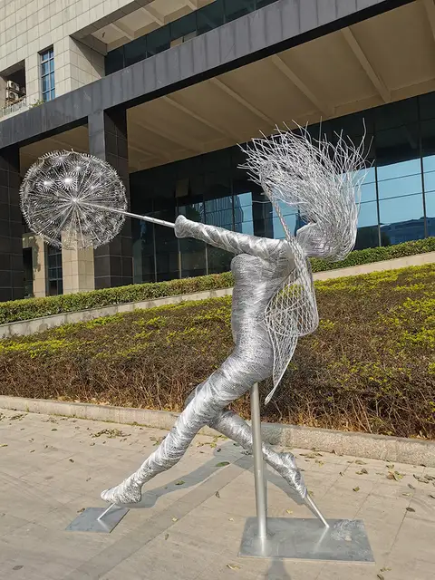 Famous Dynamic Abstract art outdoor metal steel dandelion sculpture